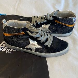 Authentic Golden Goose Midstar Sneakers (Sz 38) - Black Glitter